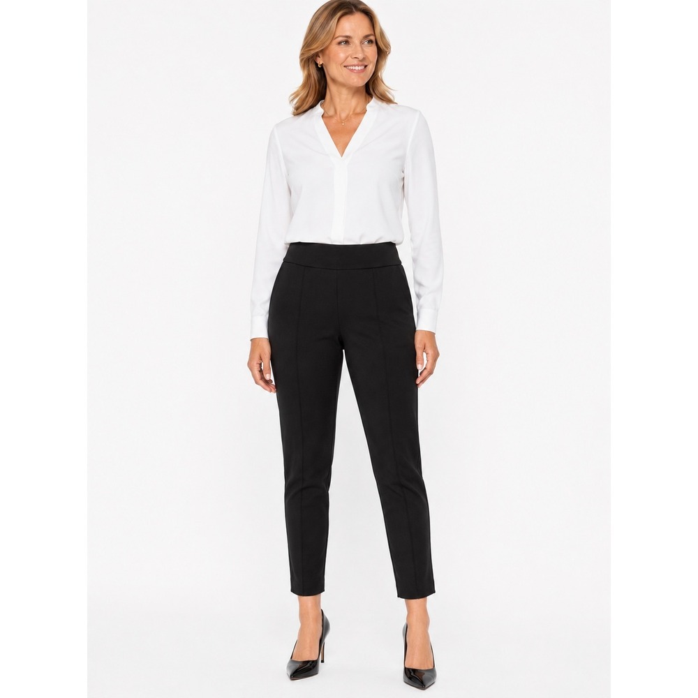 Anne Klein Womens Black Pull On Slim Leg Dress Pants Size Medium